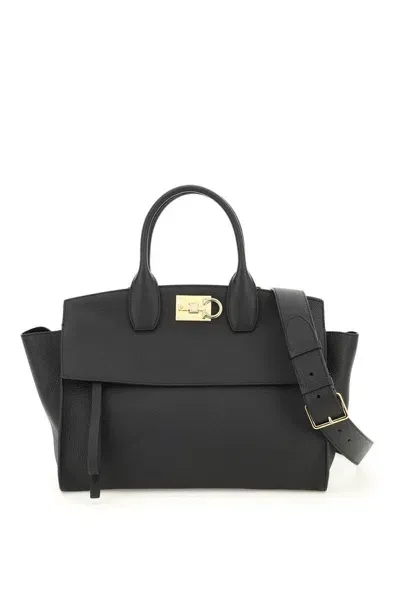 Ferragamo Salvatore  Studio Large Tote Bag In Black