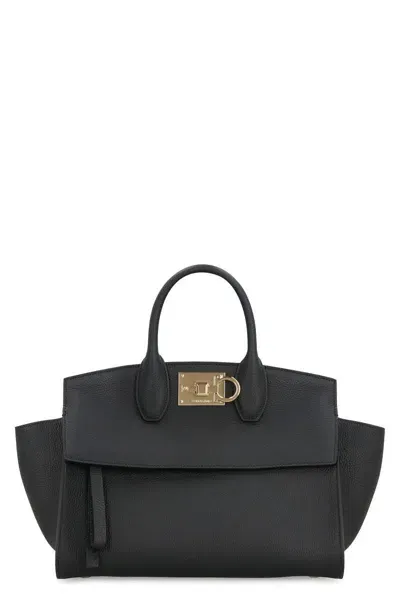 Ferragamo Salvatore  Studio Soft Leather Handbag In Negro