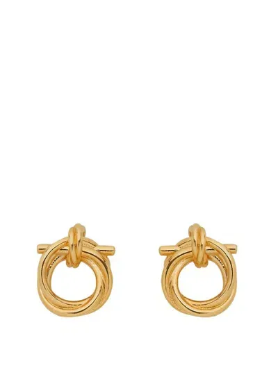 Ferragamo Salvatore  Twisted Gancini Earrings In Gold