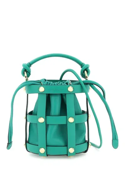 Ferragamo Salvatore  Cage Small Shoulder Bag In Green