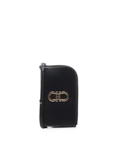 Ferragamo Small Gancini Pouch In Black