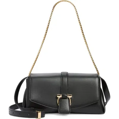 Ferragamo Small Front Flap Soulder Bag In Black