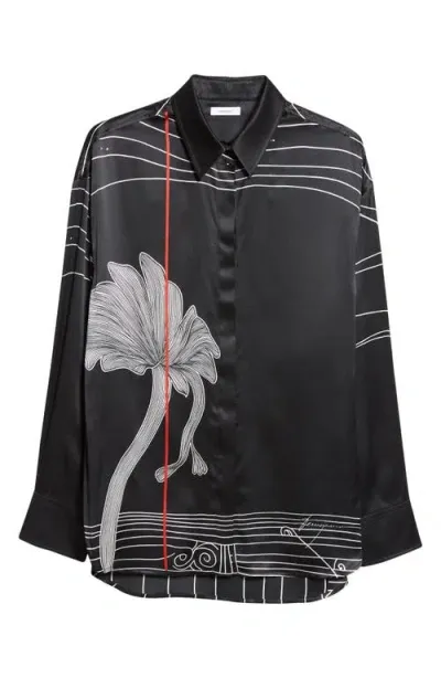 Ferragamo Spirit Silk Button-up Shirt In Black Print