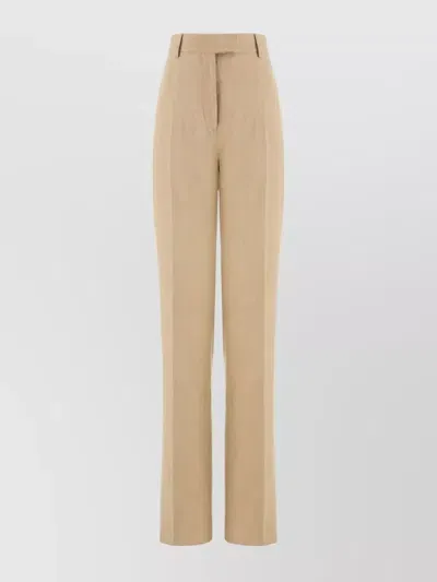 Ferragamo Woman Linen Blend Tailored Trouser In Grey