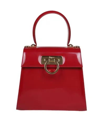 Ferragamo Top Handle S Bag In Red Calfskin