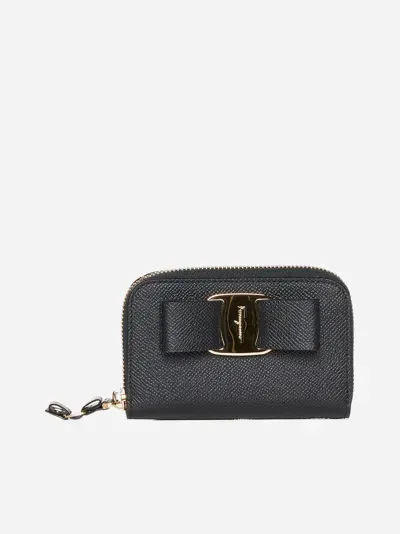 Ferragamo Vara Leather Pouch In Black