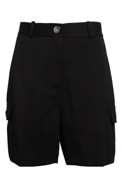 Ferragamo Virgin Wool Cargo Shorts In Nero