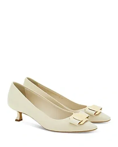 Ferragamo Women's Zelma Leather Kitten Heel Pumps In Mascarpone