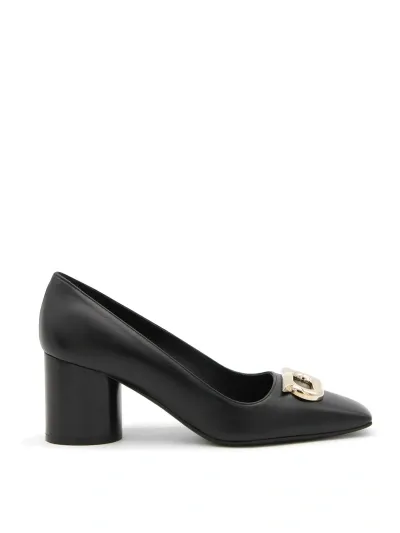 Ferragamo Black Leather Pania Pumps