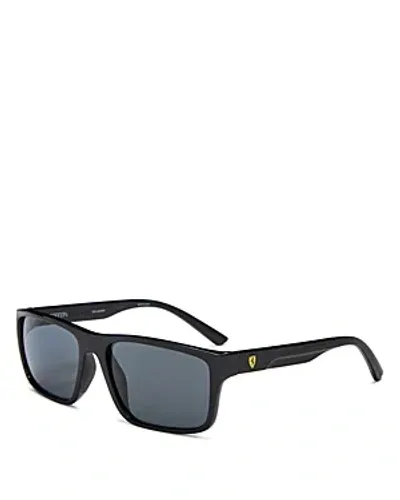 Ferrari Rectangle-frame Sunglasses In Black/gray Polarized Solid