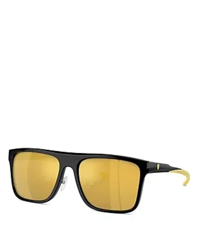 Ferrari Square Sunglasses, 58mm In Black/yellow Mirrored Solid