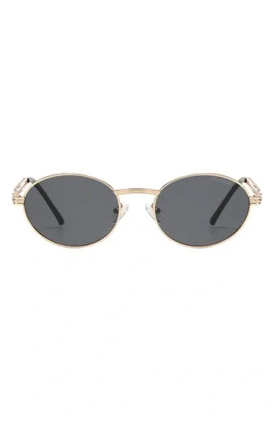 Fifth & Ninth Blake 52mm Polarized Oval Sunglasses In Black/gold