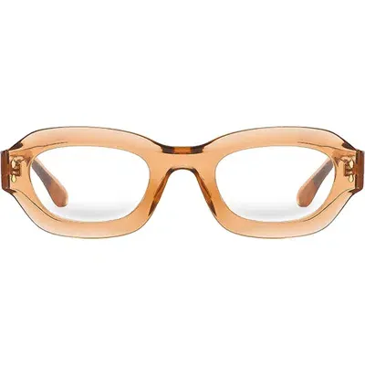 Fifth & Ninth Oslo 48mm Oval Blue Light Blocking Glasses In Transparent Tan/clear