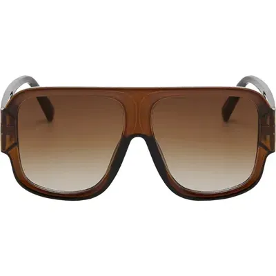 Fifth & Ninth Rosie 57mm Polarized Aviator Sunglasses In Brown/gradient Brown