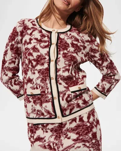 Figue Jessica Floral Cardigan Sweater In Ikat Floral Zinfande