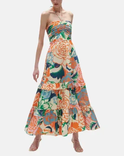 Figue June Floral Halter Tiered Maxi Dress In Rose Garden Multi