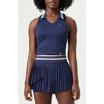 Fila Challenger Sleeveless Rib Polo In Navy/gardenia