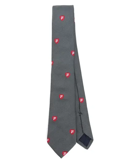 Fila Logo-jacquard Tie In Grey