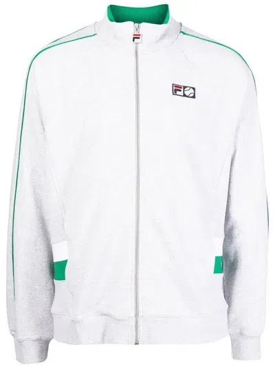 Fila Logo-patch Cotton Zipper Sweatshirt In Grey