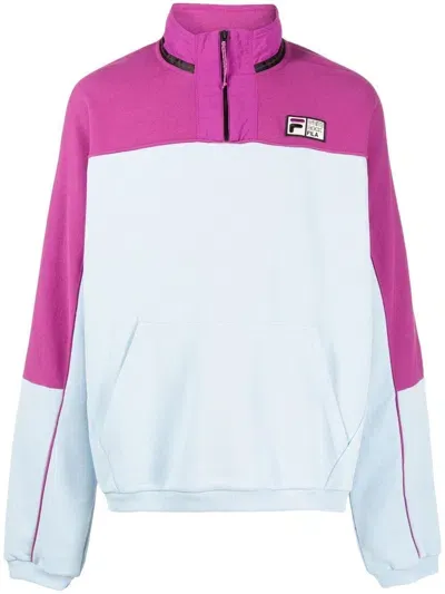 Fila Logo-patch Half-zip Sweater In Blau