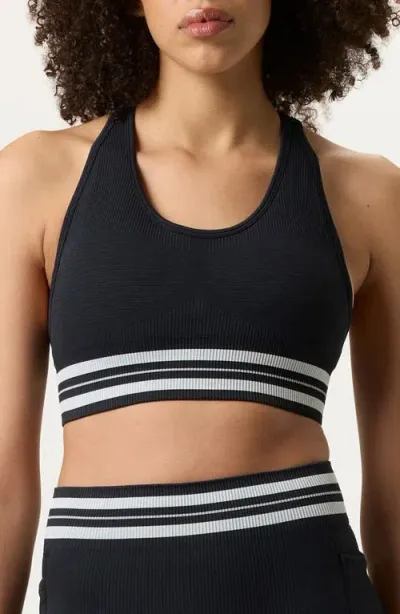 Fila Lucky Ace Seamless Sports Bra In Black/grey