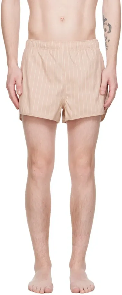 Filippa K Beige Striped Swim Shorts In Warm Beige Stripe