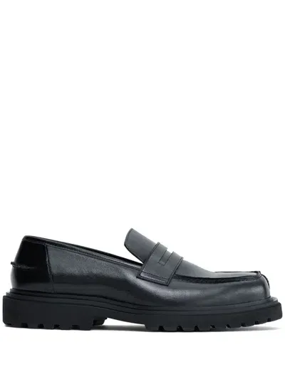 Filippa K Leather Penny Loafers In 黑色