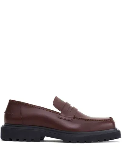 Filippa K Leather Penny Loafers In 红色