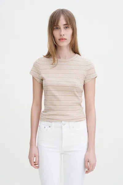 Filippa K Striped Fine Rib Tee In White