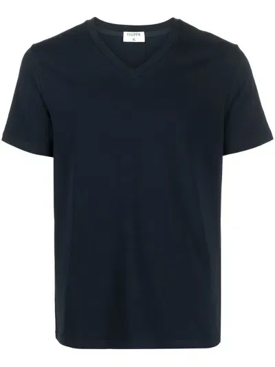 Filippa K V-neck Short-sleeve T-shirt In 蓝色