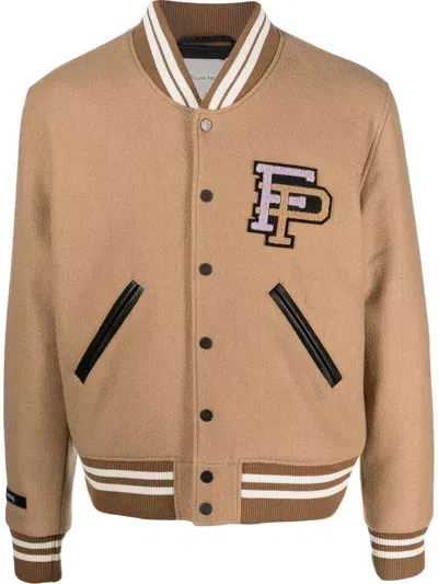 Filling Pieces Logo-patch Bomber Jacket In Brown