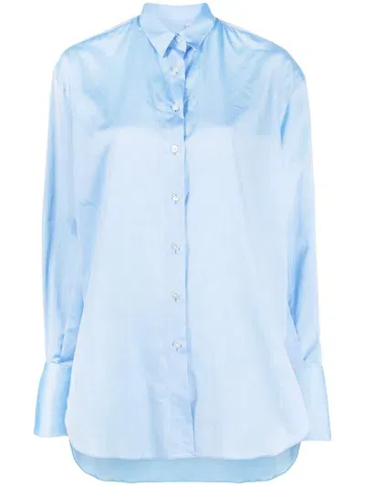 Finamore 1925 Napoli Cotton Shirt In Clear Blue