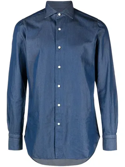 Finamore 1925 Napoli Napoli Cotton Shirt In Blue