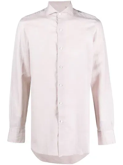 Finamore 1925 Napoli Plain Cotton-linen Shirt In Neutrals