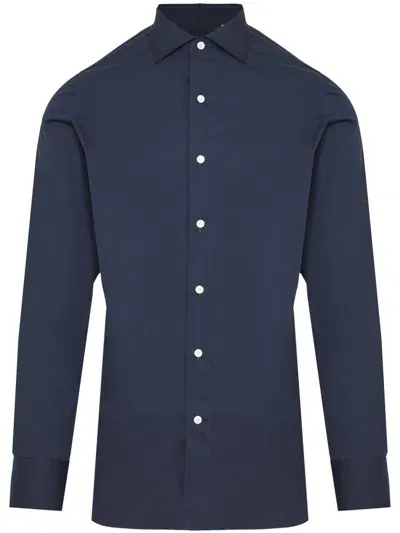 Finamore 1925 Napoli Spread Collar Shirt In Blue