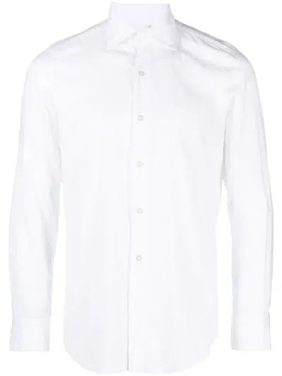 Finamore 1925 Slim Fit Flannel Shirt In White