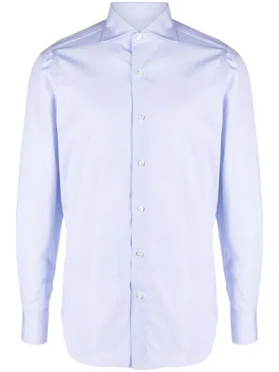 Finamore Light Blue Cotton Shirt In Clear Blue