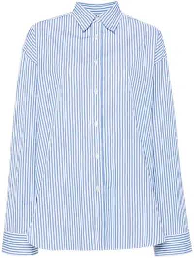 Finamore Striped Cotton Shirt In Blue