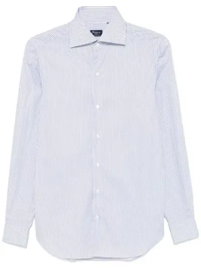 Finamore White And Blue Cotton Shirt