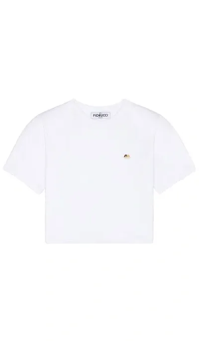 Fiorucci Angel Patch Padded Cropped T-shirt In 白色