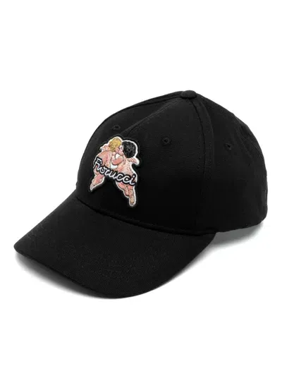 Fiorucci Angels-patch Canvas Cap In Black