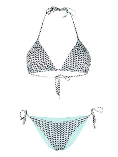 Fisico Geometric-print Bikini Set In 蓝色