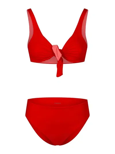 Fisico Knot-detail Bikini In Red