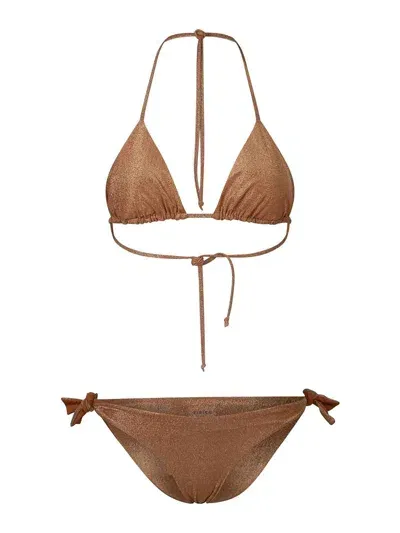 Fisico Lurex Bikini In Light Brown