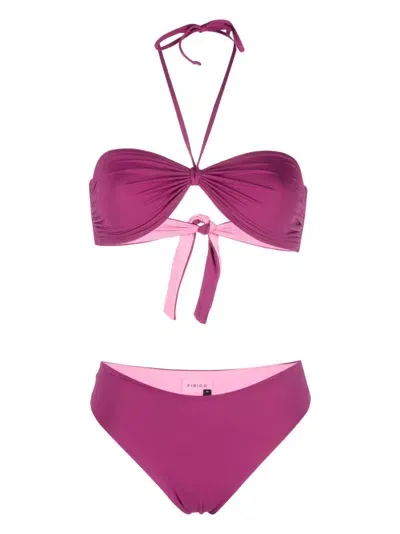 Fisico Ruched Bandeau Bikini Set In 紫色