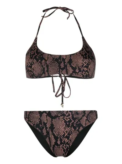 Fisico Snakeskin-print Bikini Set In Black