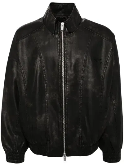 Five Cm Faux Leather Jacket In Black