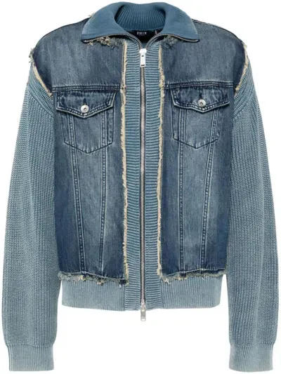 Five Cm Knitted Denim Jacket In Blue