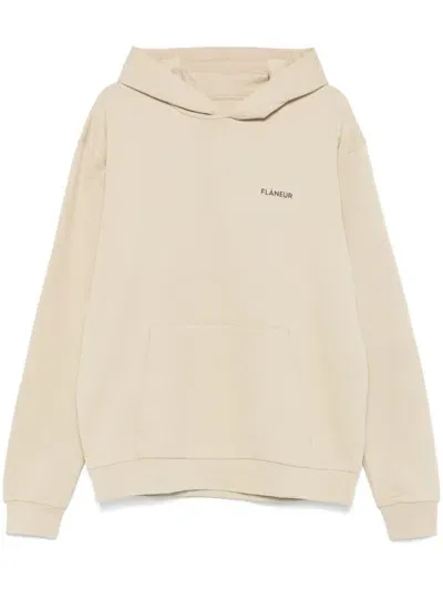 Flâneur Rubberised-logo Hoodie In Neutrals