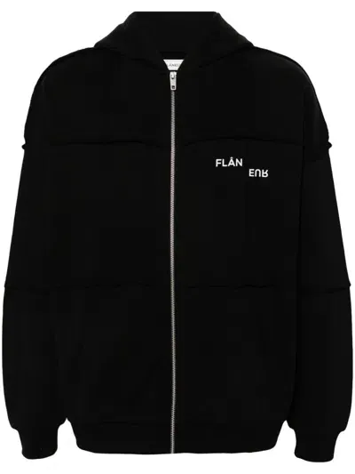 Flâneur Zip-up Hoodie In Black